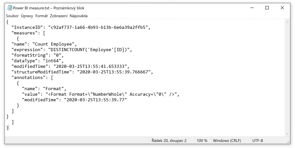 Power BI measure JSON